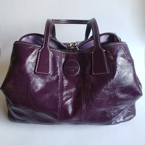 Coach Patent Leather Stitch Purple Leather Purse